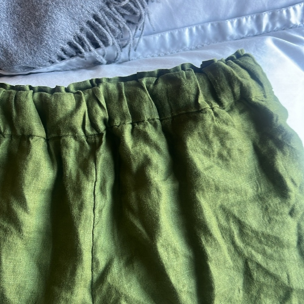 J. Crew XS High Waist Green Women's Linen Shorts - Picture 5 of 6